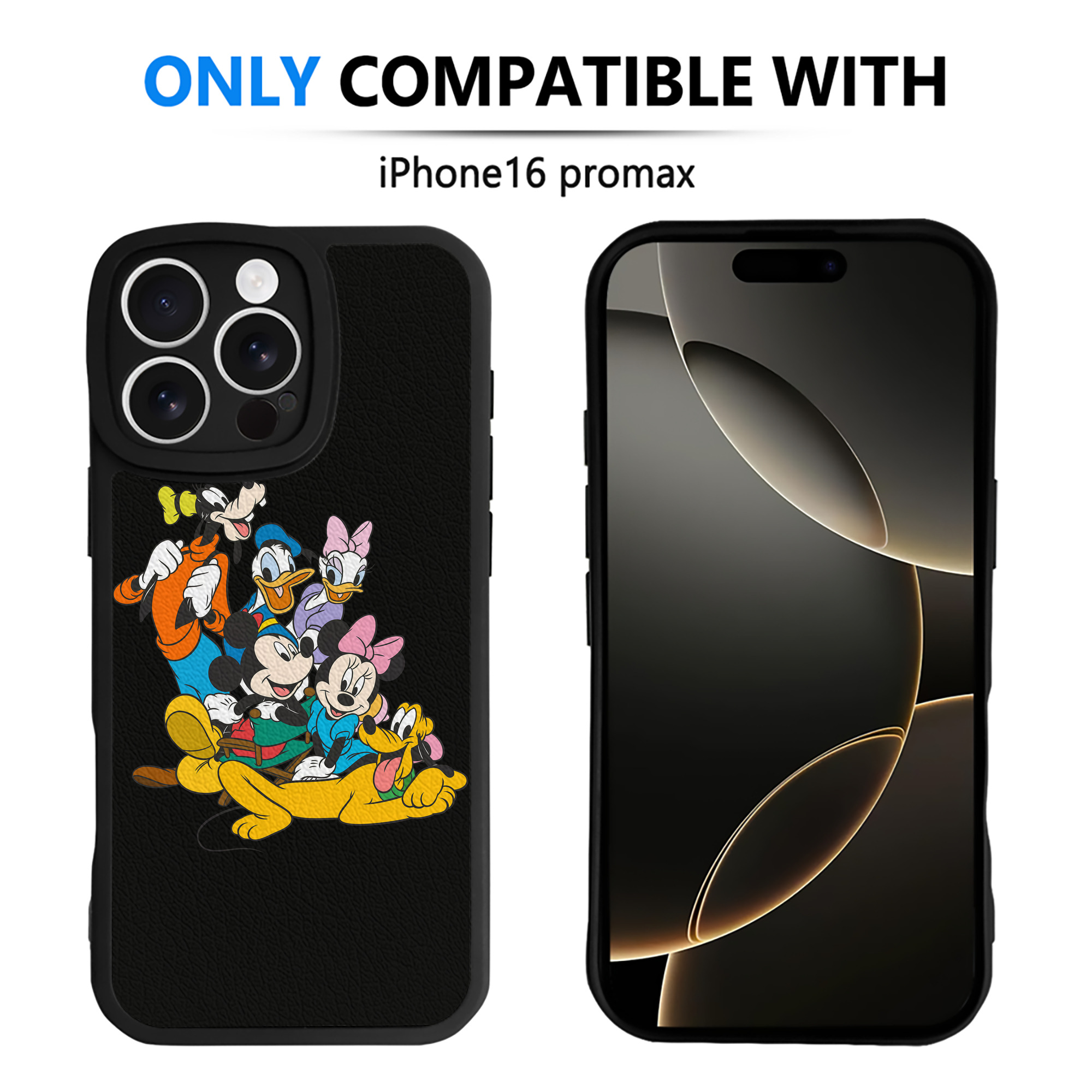 （画像用） ミッキーマウス Mickey Mouse 【iPhone 16シリーズ対応】シリコンスマホケース（レザー調） 材質：シリコン